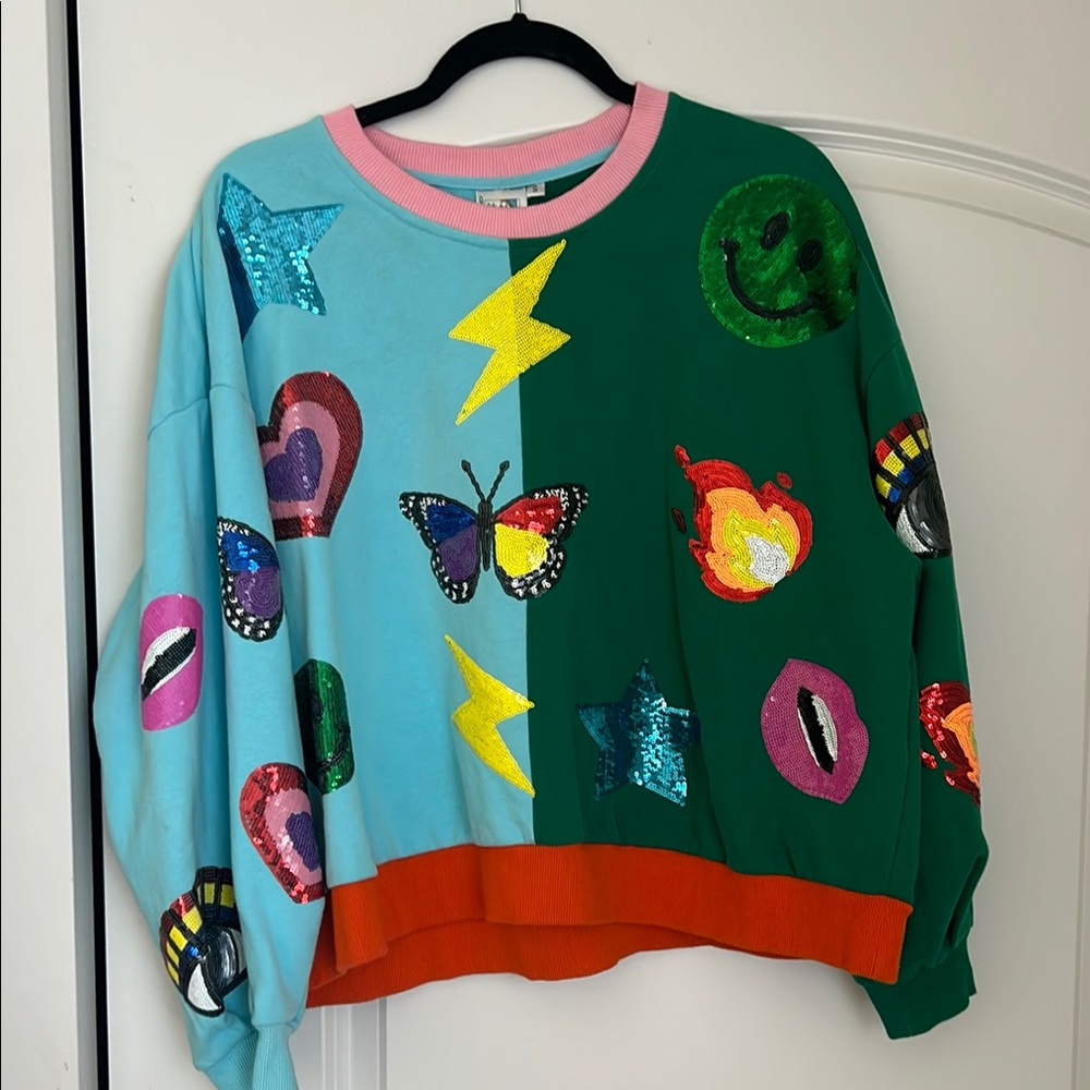 QUEEN OF SPARKLES Colorful Graphic Sweatshirt